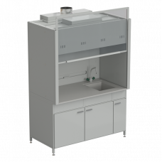 Шкаф вытяжной с мойкой из D и смесителем с ВЗБ светильником и смесителем tof 1500х900х2145 мм, раб. поверхность - DURCON
