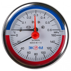 Термоманометр МД04-80 0...0.6 МПа 0...160 °С G1\4 L=40 Осевой