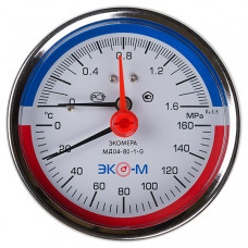 Термоманометр МД04-80 мм 0...1.6 МПа 0...160 °С G1\4 L=40 Осевой