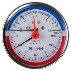Термоманометр МД04-80 мм 0...1.6 МПа 0...120 °С G1\4 L=40 Осевой