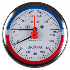 Термоманометр Экомера МД04-80 мм 0...1 МПа 0...160 °С G1\4 Осевой