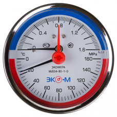 Термоманометр МД04-80 0...1.6 МПа 0...160 °С G1\4 L=60 Осевой