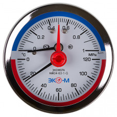 Термоманометр Экомера МД04-80 мм 0...1 МПа 0...120 °С G1\4 Осевой