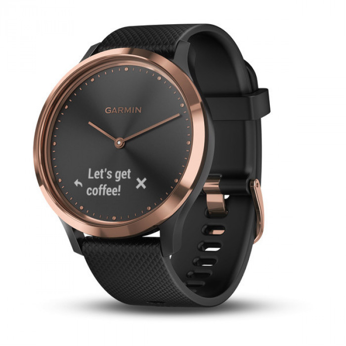 Смарт-часы Garmin VivoMove HR розовое золото с чёрным ремешком