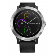 Смарт-часы Garmin Vivoactive 3 серебристые с чёрным ремешком