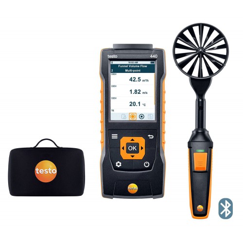 Комплект для измерения скорости и оценки качества воздуха TESTO 440 с Bluetooth и крыльчаткой 100 мм (ГосРеестр)