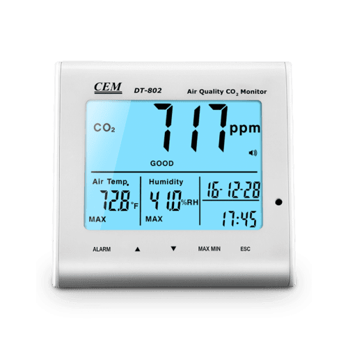 CEM DT-802 анализатор CO2, часы, температура, влажность