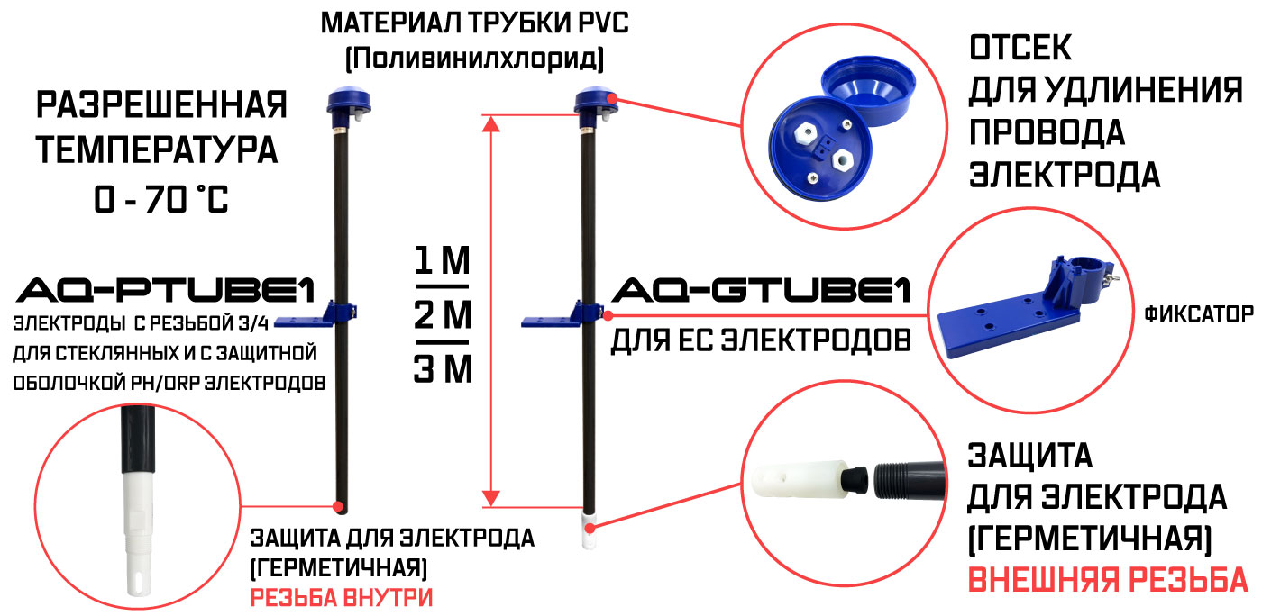 установка для поружения ph, orp, tds, ec электрода в емкость с водой 