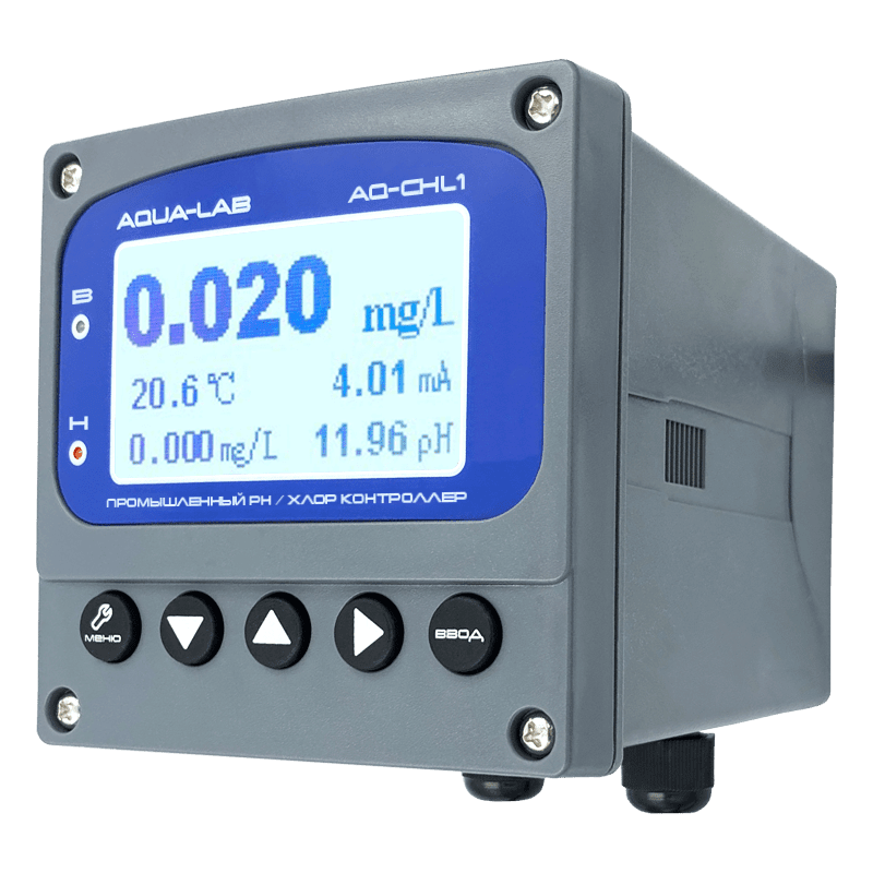 AQUA-LAB AQ-CHL1 промышленный контроллер рН и хлора вид сбоку